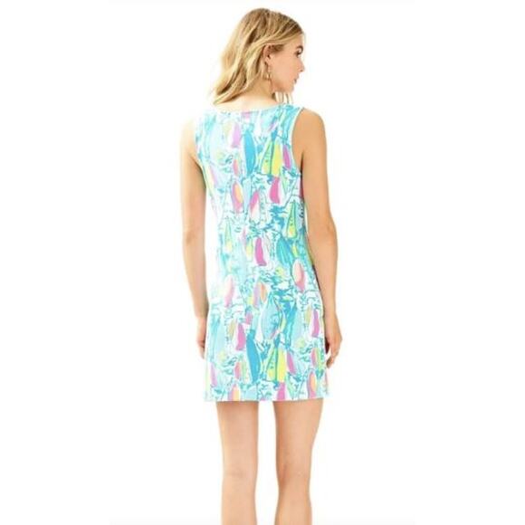 Lilly Pulitzer Harper Shift Dress Womens Small Blue White Floral Tropical - Picture 2 of 10